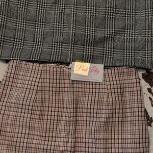 Pink Lily Black and Pink Plaid Skirt Duo